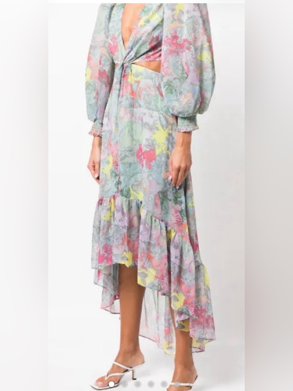 Alice + Olivia Pastel Floral High-Low Tiered Dress
